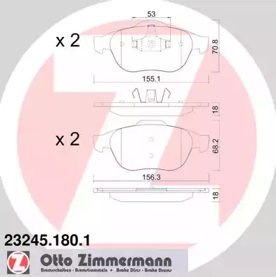 Комплект тормозных колодок ZIMMERMANN 23245.180.1 (23245, 23247)