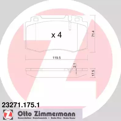 Комплект тормозных колодок ZIMMERMANN 23271.175.1 (23271)