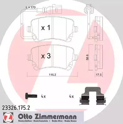 Комплект тормозных колодок ZIMMERMANN 23326.175.2 (23326)