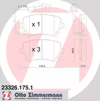 Комплект тормозных колодок ZIMMERMANN 23326.175.1 (23326)