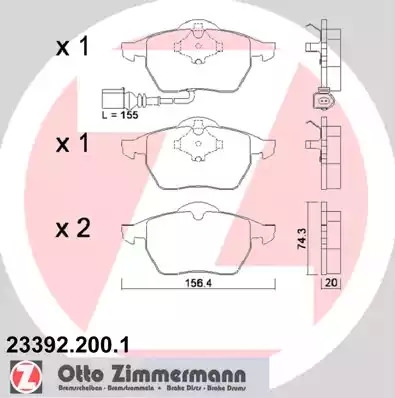 Комплект тормозных колодок ZIMMERMANN 23392.200.1 (20676, 21911, 23392)