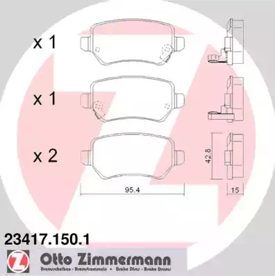 Комплект тормозных колодок ZIMMERMANN 23417.150.1 (23417, 23654, 23655)