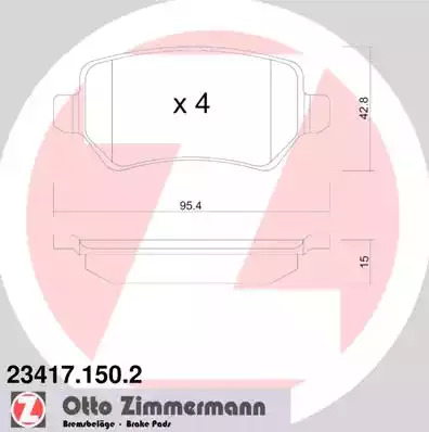 Комплект тормозных колодок ZIMMERMANN 23417.150.2 (23417)