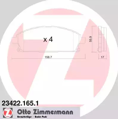 Комплект тормозных колодок ZIMMERMANN 23422.165.1 (23422)