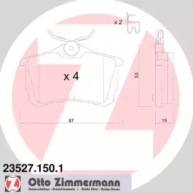 Комплект тормозных колодок ZIMMERMANN 23527.150.1 (23527)