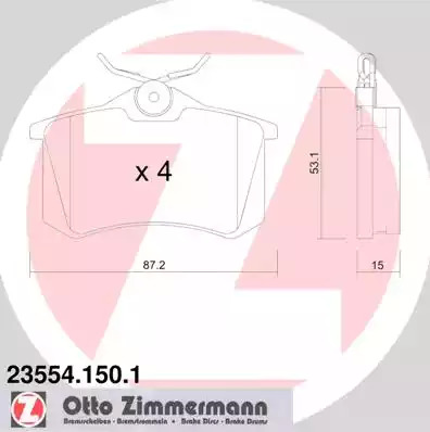 Комплект тормозных колодок ZIMMERMANN 23554.150.1 (20961, 23554)