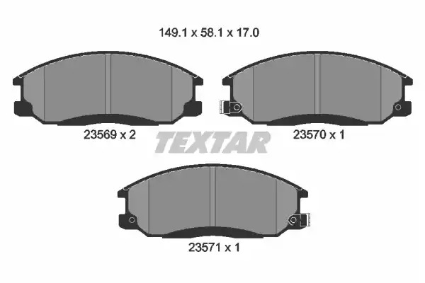 Комплект тормозных колодок TEXTAR 2356901 (23569, 23569 170  0 5, 23570, 23571, 7739D864, 7781D903, 7792D864)