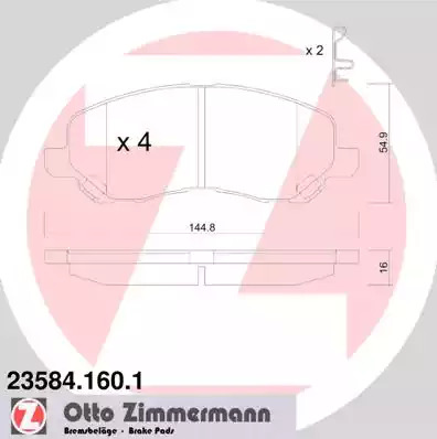 Комплект тормозных колодок ZIMMERMANN 23584.160.1 (23584)