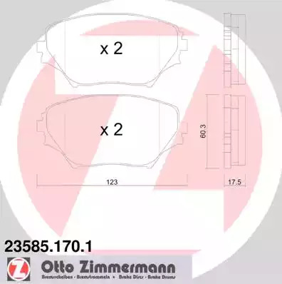 Комплект тормозных колодок ZIMMERMANN 23585.170.1 (23585, 23586)