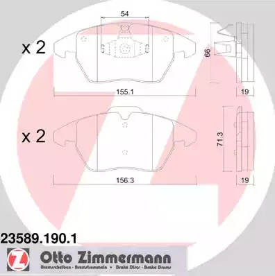 Комплект тормозных колодок ZIMMERMANN 23589.190.1 (23589, 24153)