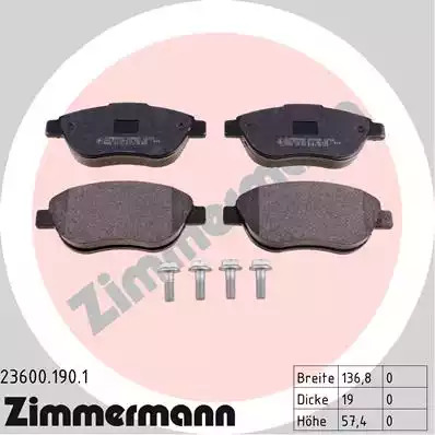 Комплект тормозных колодок ZIMMERMANN 23600.190.1 (23600)