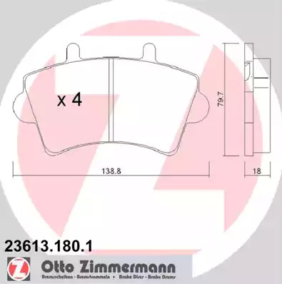 Комплект тормозных колодок ZIMMERMANN 23613.180.1 (23613)