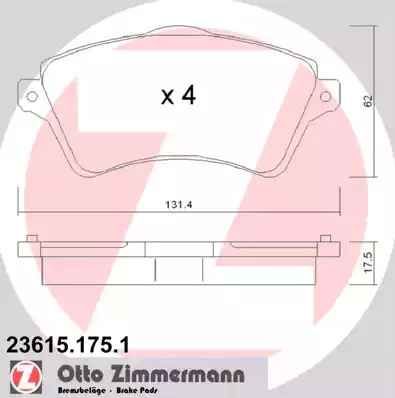 Комплект тормозных колодок ZIMMERMANN 23615.175.1 (23615)