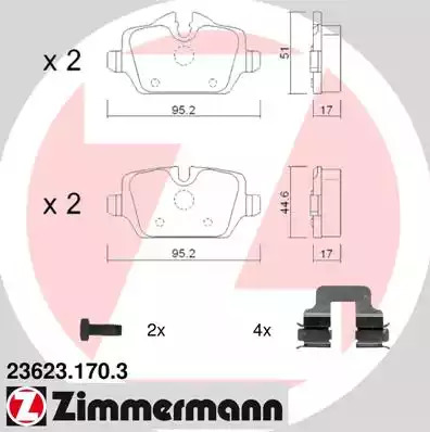 Комплект тормозных колодок ZIMMERMANN 23623.170.3 (23623, 23624)