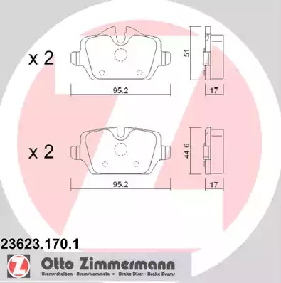 Комплект тормозных колодок ZIMMERMANN 23623.170.1 (23623, 23624)