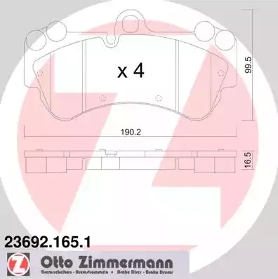 Комплект тормозных колодок ZIMMERMANN 23692.165.1 (23692)
