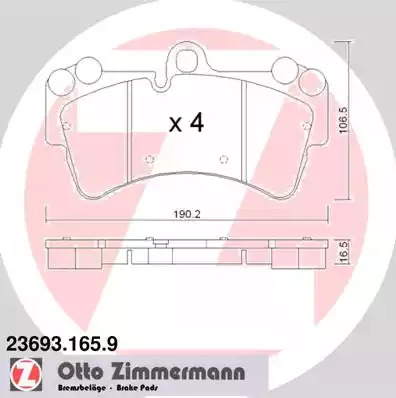 Комплект тормозных колодок ZIMMERMANN 23693.165.9 (23693)