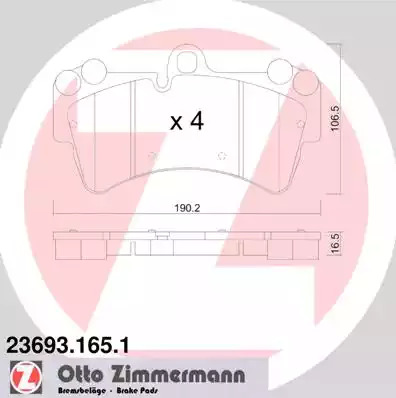 Комплект тормозных колодок ZIMMERMANN 23693.165.1 (23693)