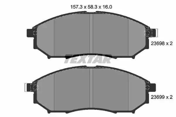 Комплект тормозных колодок TEXTAR 2369801 (23698, 23698 160  0 5, 23699, 7766D888)
