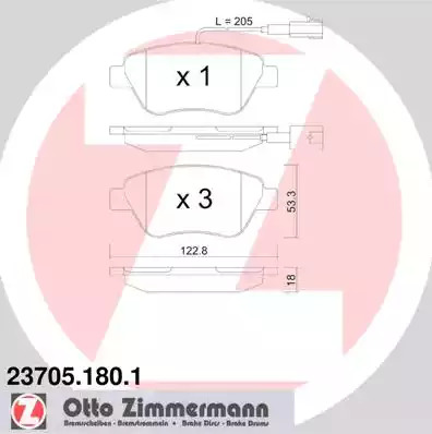 Комплект тормозных колодок ZIMMERMANN 23705.180.1 (23705, 23706)