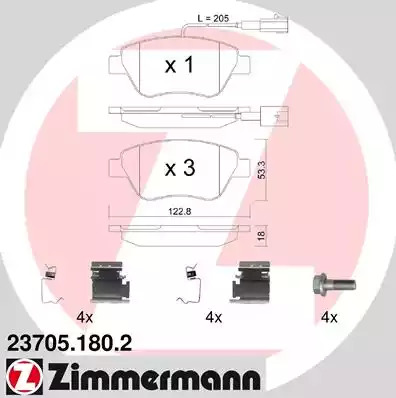 Комплект тормозных колодок ZIMMERMANN 23705.180.2 (23705, 23706)