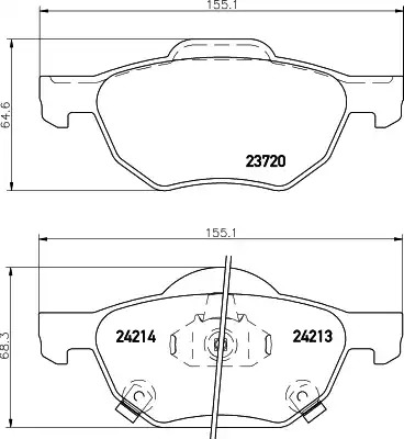 Комплект тормозных колодок HELLA PAGID 8DB 355 010-831 (T1397, 23720, 24213, 24214)