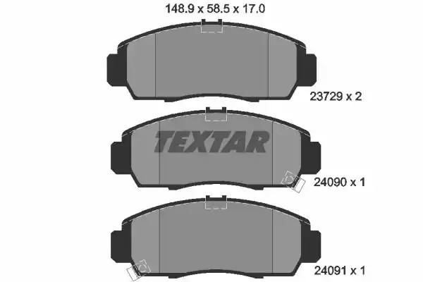 Комплект тормозных колодок TEXTAR 2372901 (23729, 23729 170  0 5, 24090, 24091, 7656D787)