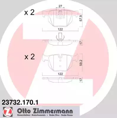 Комплект тормозных колодок ZIMMERMANN 23732.170.1 (23732, 23737)