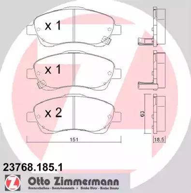 Комплект тормозных колодок ZIMMERMANN 23768.185.1 (23479, 23480, 23481, 23768)