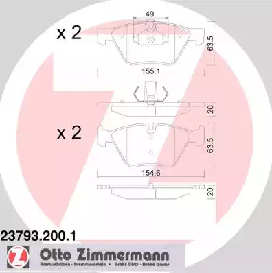 Комплект тормозных колодок ZIMMERMANN 23793.200.1 (23793, 23794)