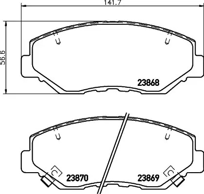 Комплект тормозных колодок HELLA PAGID 8DB 355 010-231 (T1333, 23868, 23869, 23870, 7795D914, 7795D958, 7844D943)