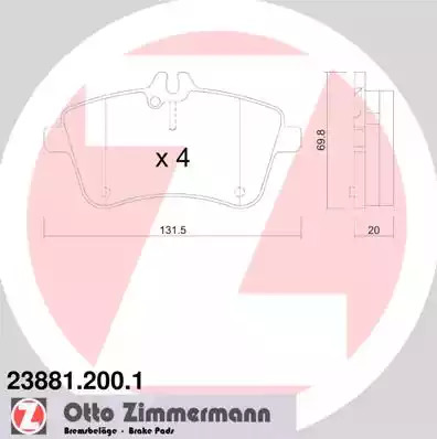 Комплект тормозных колодок ZIMMERMANN 23881.200.1 (23881)
