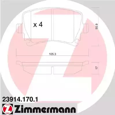 Комплект тормозных колодок ZIMMERMANN 23914.170.1 (23914)