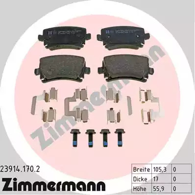 Комплект тормозных колодок ZIMMERMANN 23914.170.2 (23914)