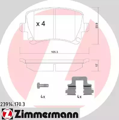 Комплект тормозных колодок ZIMMERMANN 23914.170.3 (23914)