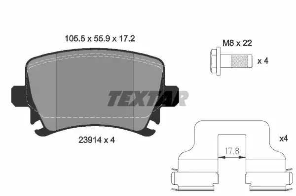 Комплект тормозных колодок TEXTAR 2391401 (23914, 23914 172  1 4, 8213D1108, 8213D1348)