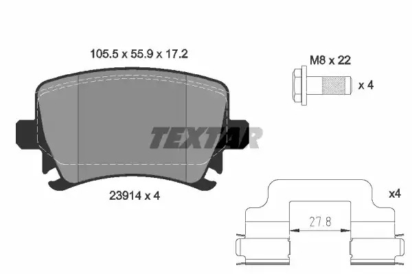 Комплект тормозных колодок TEXTAR 2391402 (23914, 23914 172  2 4, 8213D1108)