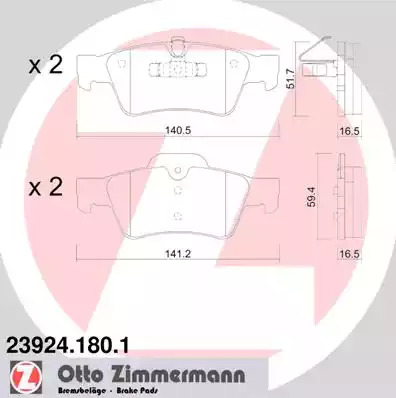 Комплект тормозных колодок ZIMMERMANN 23924.180.1 (23923, 23924)