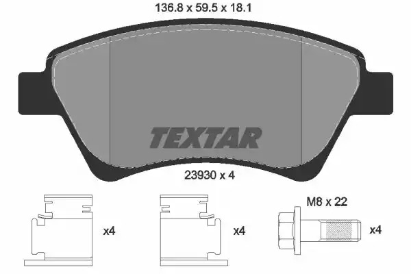 Комплект тормозных колодок TEXTAR 2393001 (23930, 23930 181  1 4, 8695D1495)