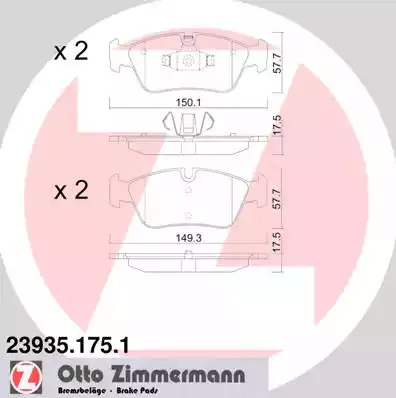 Комплект тормозных колодок ZIMMERMANN 23935.175.1 (23935, 23999)