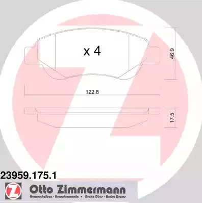 Комплект тормозных колодок ZIMMERMANN 23959.175.1 (23959)