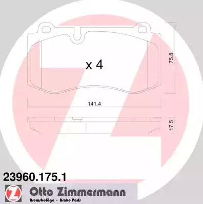 Комплект тормозных колодок ZIMMERMANN 23960.175.1 (23960)