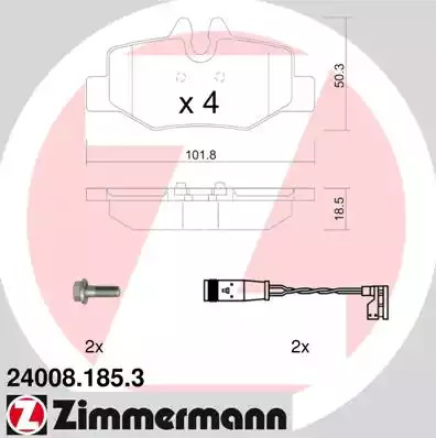 Комплект тормозных колодок ZIMMERMANN 24008.185.3 (24008)
