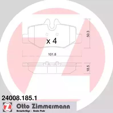 Комплект тормозных колодок ZIMMERMANN 24008.185.1 (24008)
