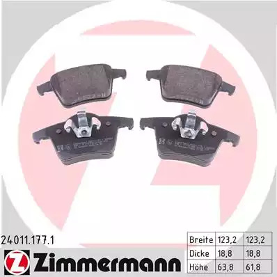 Комплект тормозных колодок ZIMMERMANN 24011.177.1 (24011, 24012)