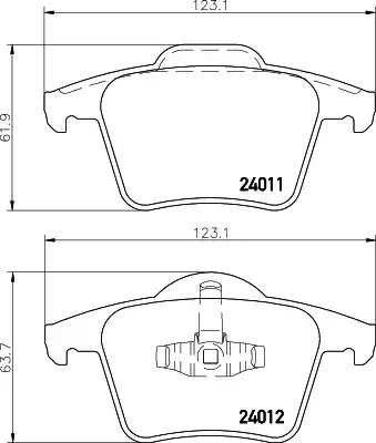 Комплект тормозных колодок HELLA PAGID 8DB 355 010-801 (T1394, 24011, 24012, 7883D980)