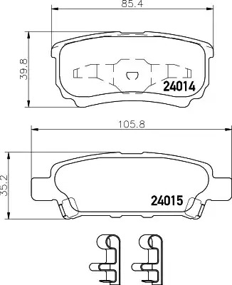 Комплект тормозных колодок HELLA PAGID 8DB 355 010-811 (T1395, 24014, 24015, 7940D1037)