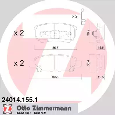 Комплект тормозных колодок ZIMMERMANN 24014.155.1 (24014, 24015)