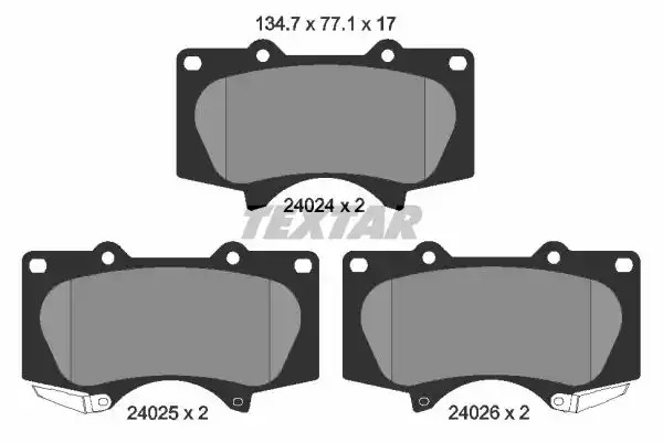 Комплект тормозных колодок TEXTAR 2402403 (24024, 24024 170  0 5, 24025, 24026, 7877D976)