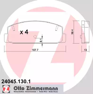 Комплект тормозных колодок ZIMMERMANN 24045.130.1 (24045)